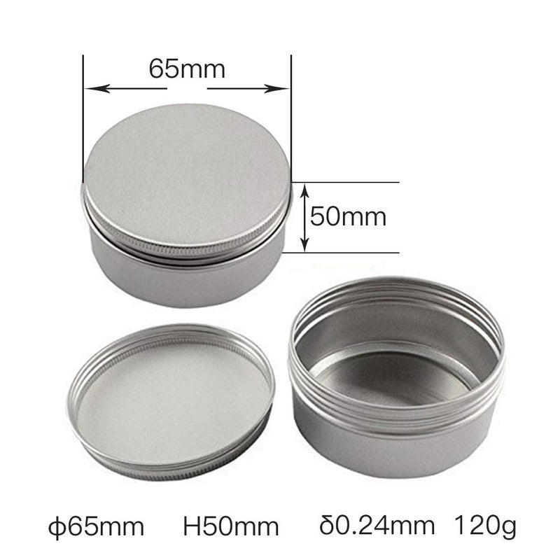 Healthcom 15 Packs 5 Oz 150ml Empty Silver Round Aluminum Tin Cans Screw Top Aroma Hair Wax Cosmetic Container Cream Box Makeup Pot Jars Tea Tin Storage Case for Accessories DIY Crafts Spice Candles - Image 2
